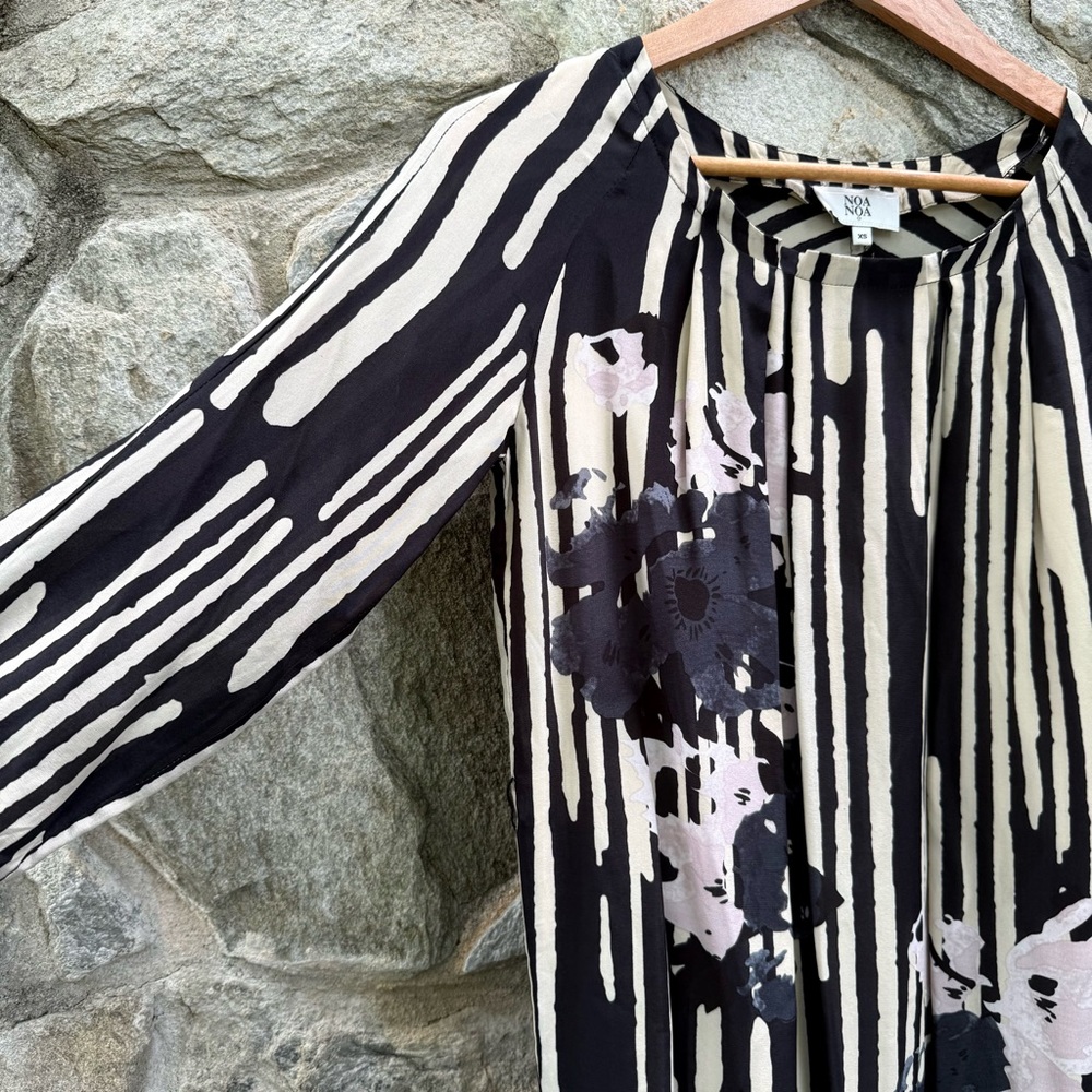 NOA NOA Silk Blend Striped Floral Pleated Shift Dress size XS - Picture 4 of 6